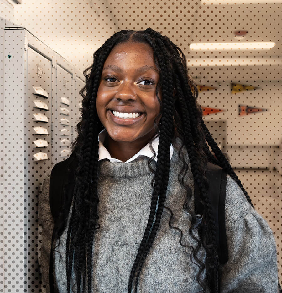 Zariea Patrick, student, in Harrison school hallway